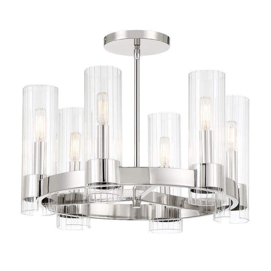 Minka Lavery Vernon Place 6 Light Semi Flush, Polished Nickel - 3895-613