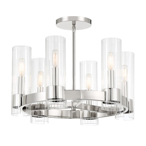 Minka Lavery Vernon Place 6 Light Chandelier, Chrome/Clear Ribbed - 3895-77
