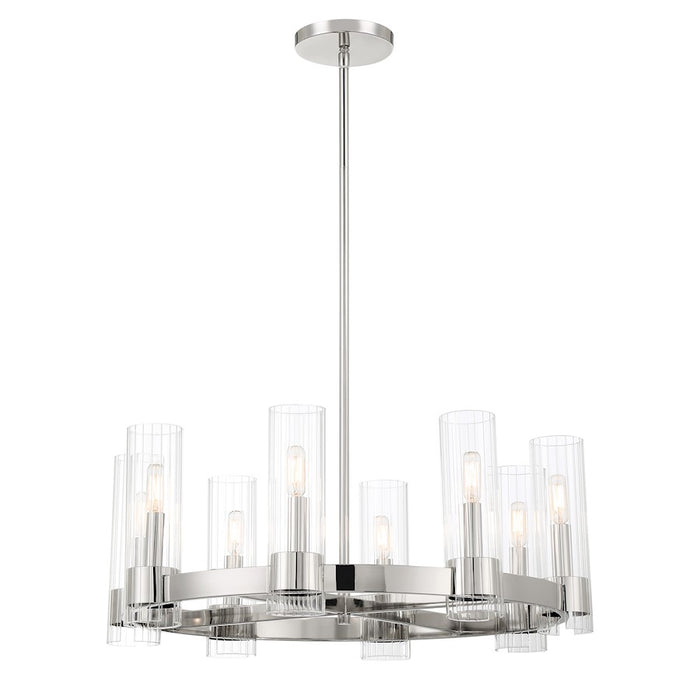 Minka Lavery Vernon Place 8 Light Chandelier, Chrome/Clear Ribbed - 3898-77