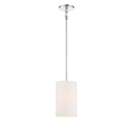 Minka Lavery Palmetto 1 Light Mini Pendant, Polished Nickel/White - 3921-613