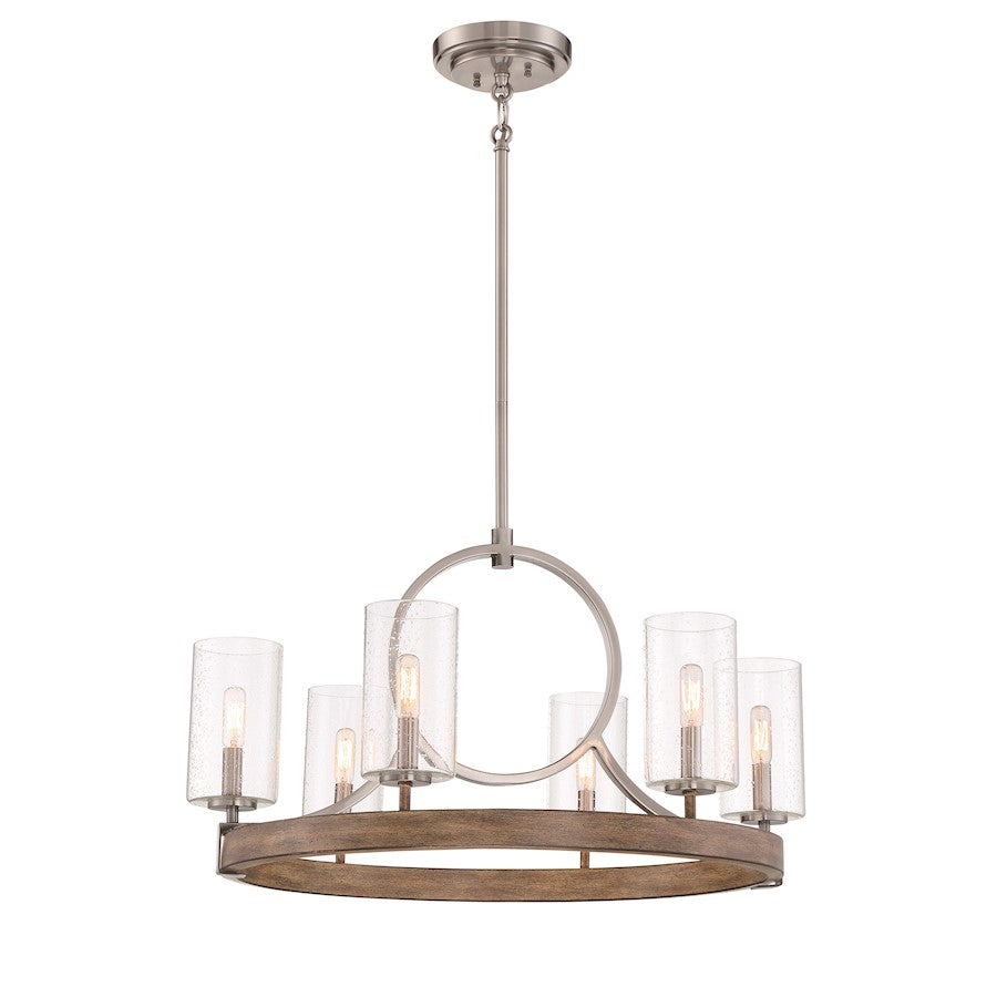 Minka Lavery Country Estates 6 Light Chandelier, Wood/Nickel - 4015-280