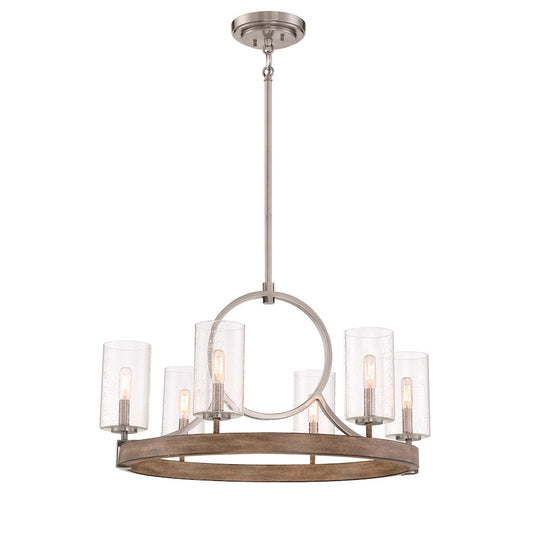 Minka Lavery Country Estates 6 Light Chandelier, Wood/Nickel - 4015-280