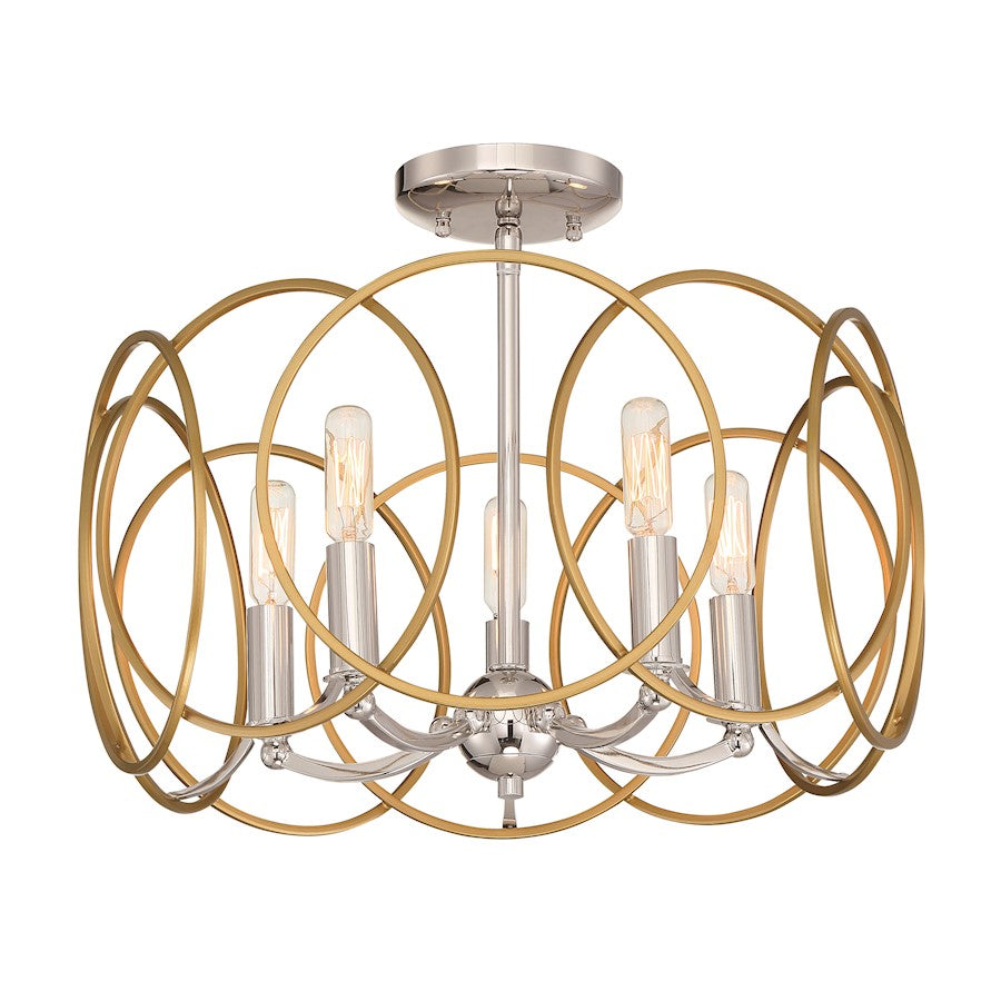 Minka Lavery Chassell 5 Light Semi Flush/Pendant, Gold/Polish - 4025-679