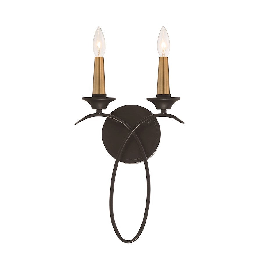 Minka Lavery La Courbe 2 Light Wall Sconce, Coal/Antique Brass - 4072-676