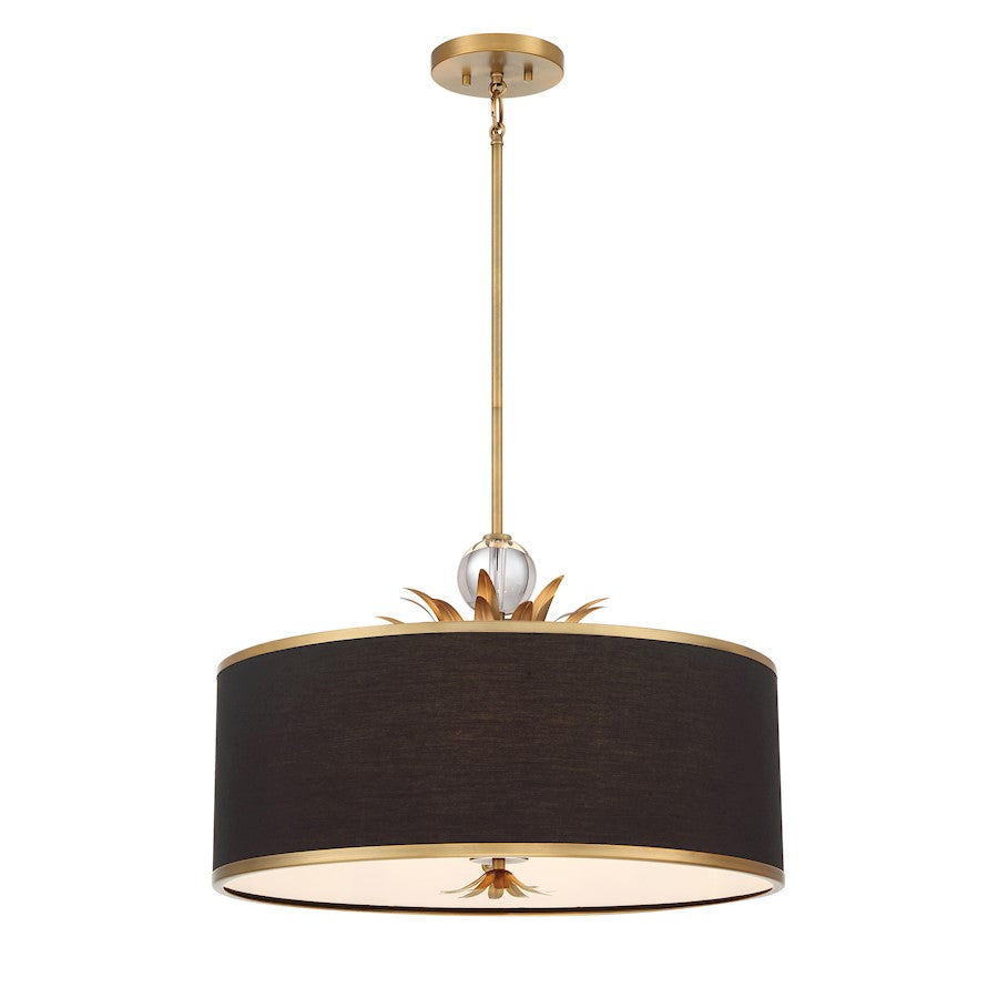 Minka Lavery Caprio 4Lt Pendant, Natural Brushed Brass/Fabric Shade - 4584-672