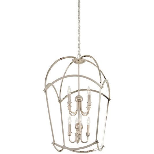 Minka Lavery Tyson's Gate 6-Light Brushed Nickel/Shale Wood Pendant - 4778-613