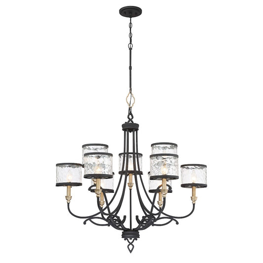 9 Light Chandelier, Black