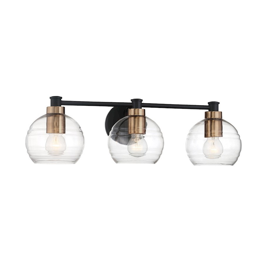 Minka Lavery Keyport 3 Light Bath, Sand Coal/Brushed Brass - 4913-653