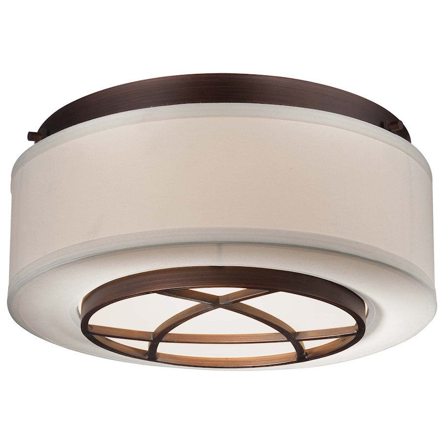 Minka Lavery City Club 2 Light Flush Mount, Dark Brushed Bronze