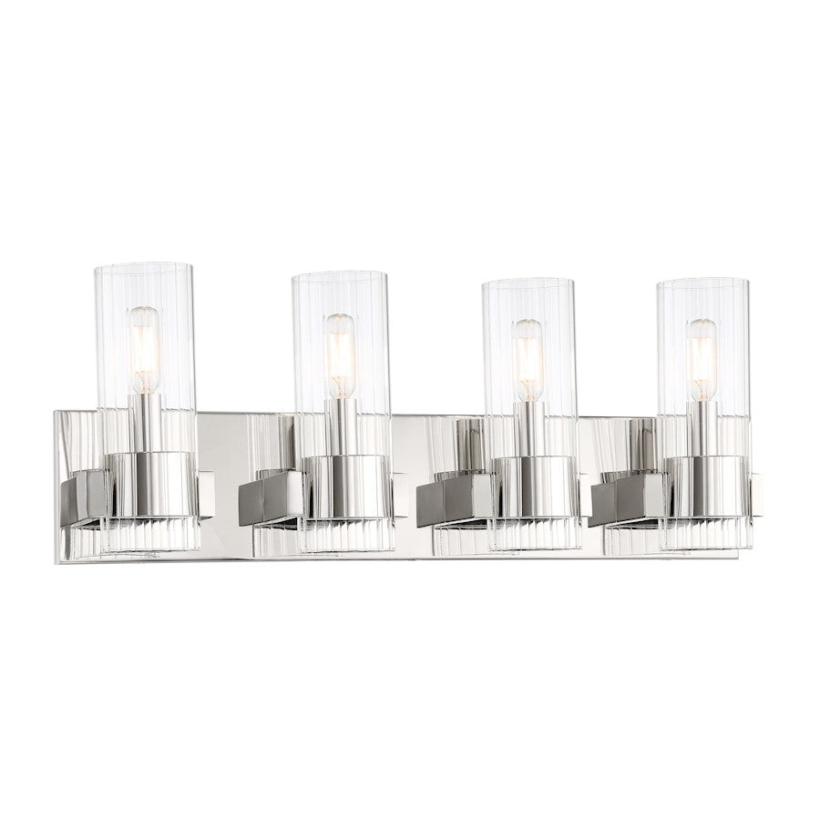 Minka Lavery Vernon Place 4 Light Bath Vanity, Chrome/Clear Ribbed - 5894-77