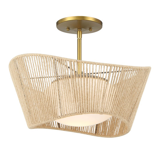 Minka Lavery Key Largo 1 Light Semi Flush Mount, Soft Brass - 6574-695