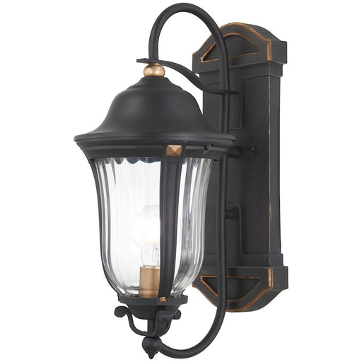 Great Outdoors Peale Street 1 Light Wall, Coal/Gold/Clear Ribbed - 73231-738