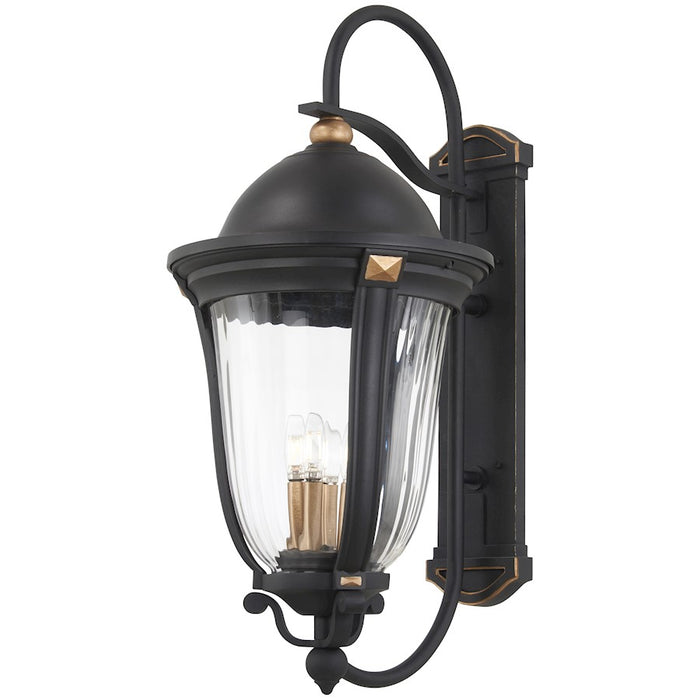Great Outdoors Peale Street 5 Light Wall, Coal/Gold/Clear Ribbed - 73235-738