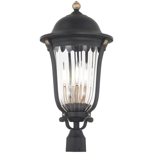 Great Outdoors Peale Street 4 Light Post, Coal/Gold/Clear Ribbed - 73239-738