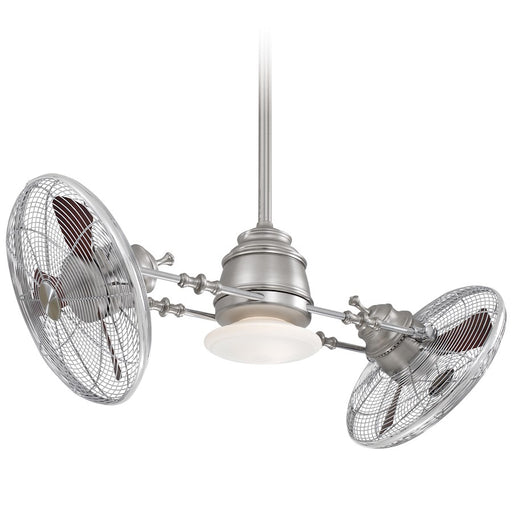 Minka Aire Vintage Gyro LED 42" Ceiling Fan, NK/CH/Etched Opal - F802L-BN-CH