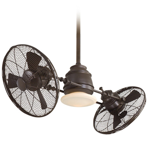 Minka Aire Vintage Gyro LED 42" Ceiling Fan, Bronze/Tinted Opal - F802L-ORB