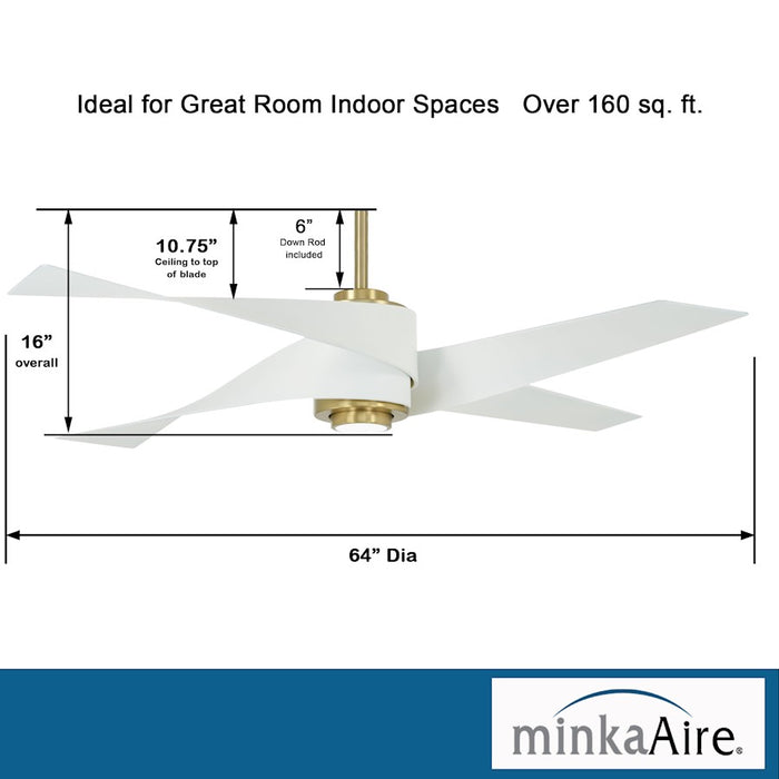 Minka Aire Artemis Iv- LED 64" Ceiling Fan, Soft Brass/Lens