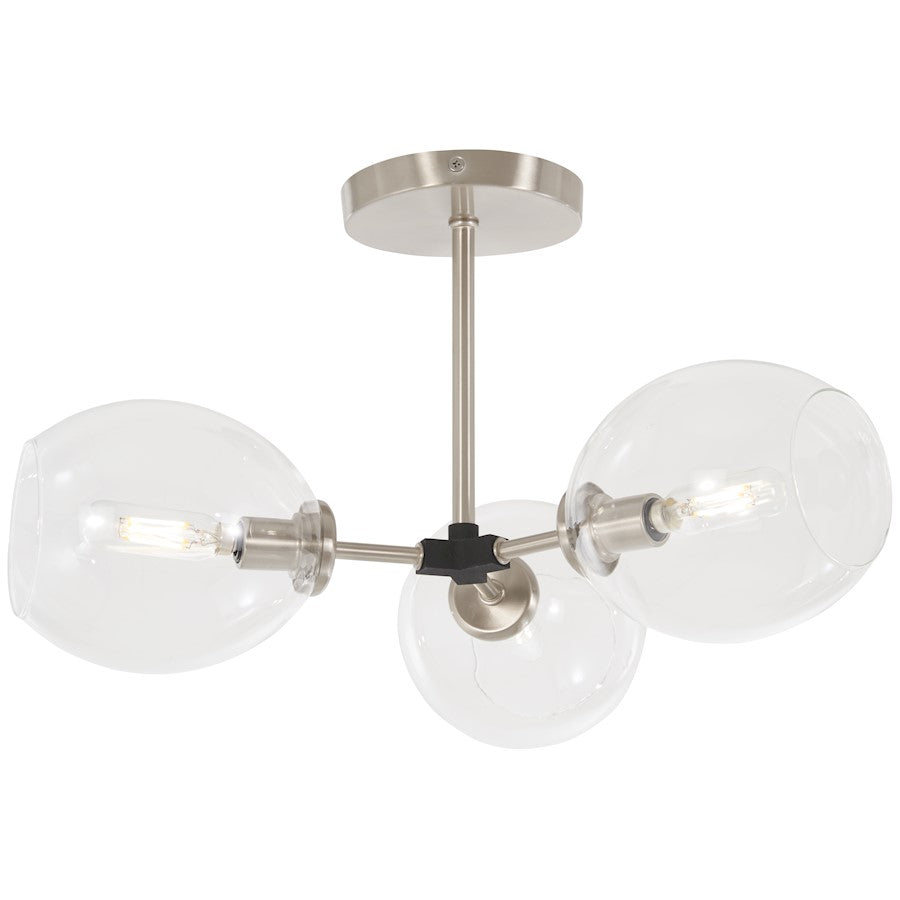 Minka George Kovacs Nexpo 3-LT Semi Flush, Nickel/Black Accents