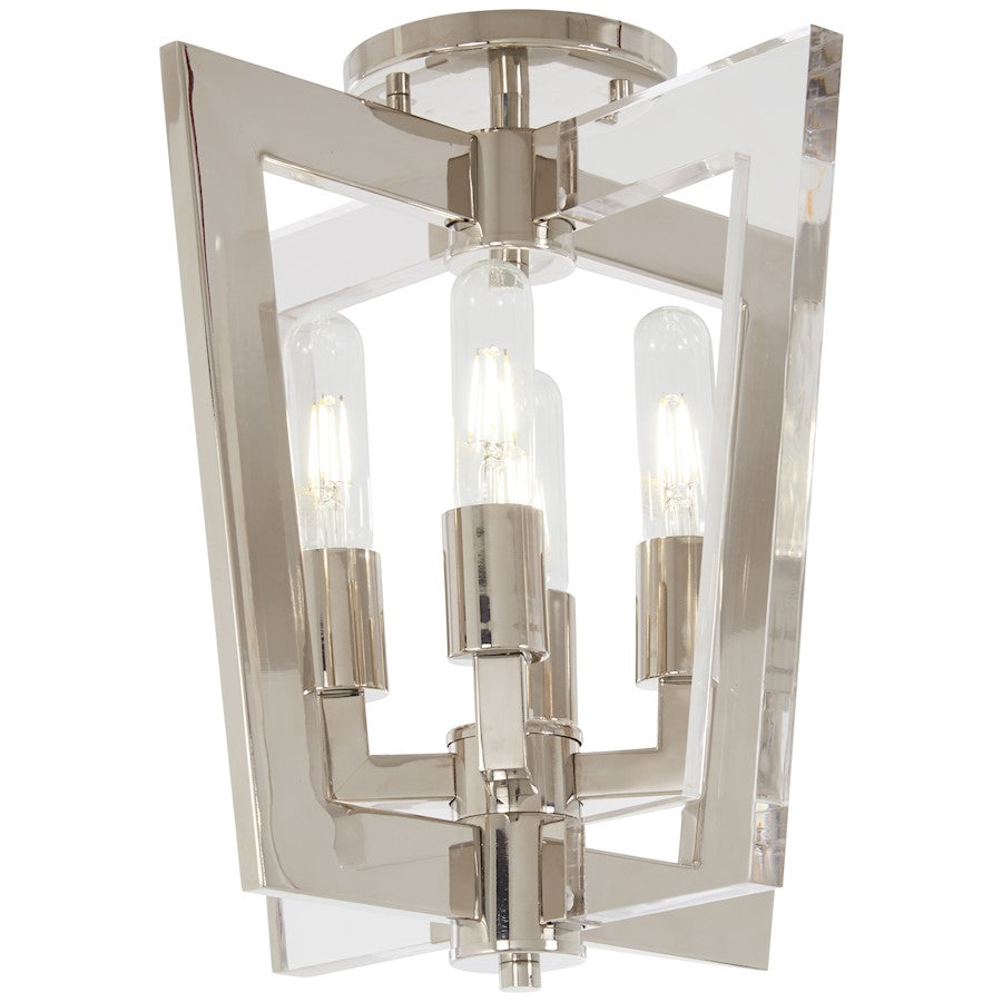 Minka George Kovacs Crystal Chrome 4-LT Flush Mount, Polished Nickel