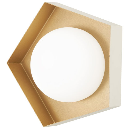 Five-O LED Bathroom Vanity Light, White/Gold Leaf