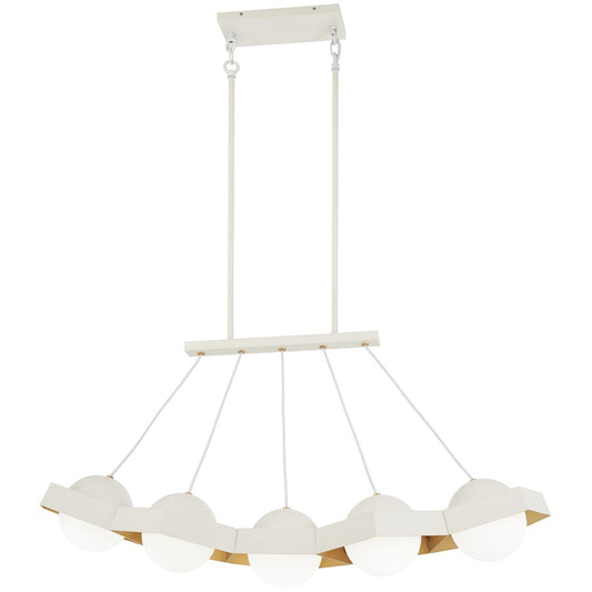 Minka George Kovacs Five-O LED Island, Textured White/Gold Leaf