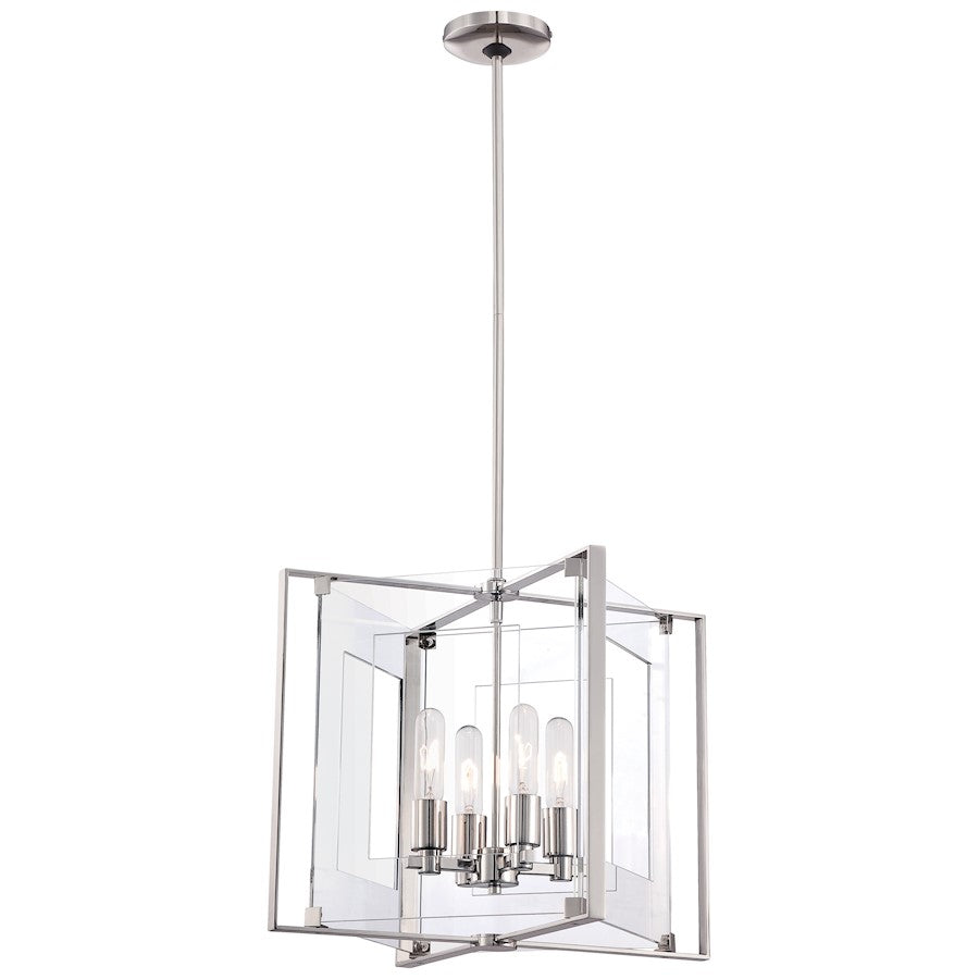 4 Light Pendant, Polished Nickel