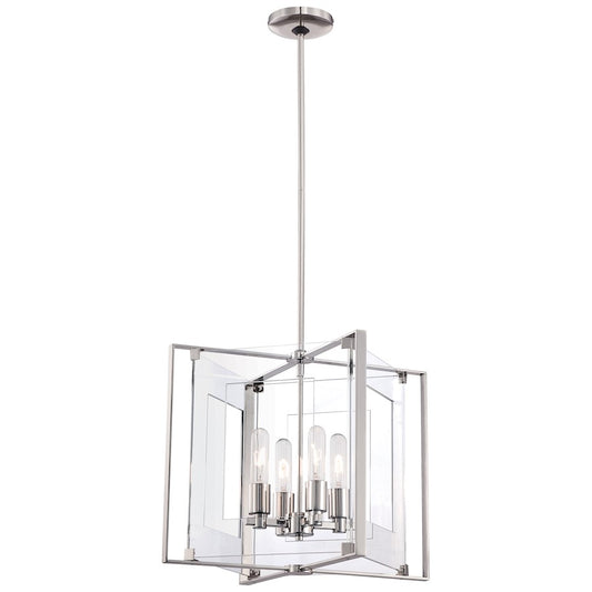 4 Light Pendant, Polished Nickel