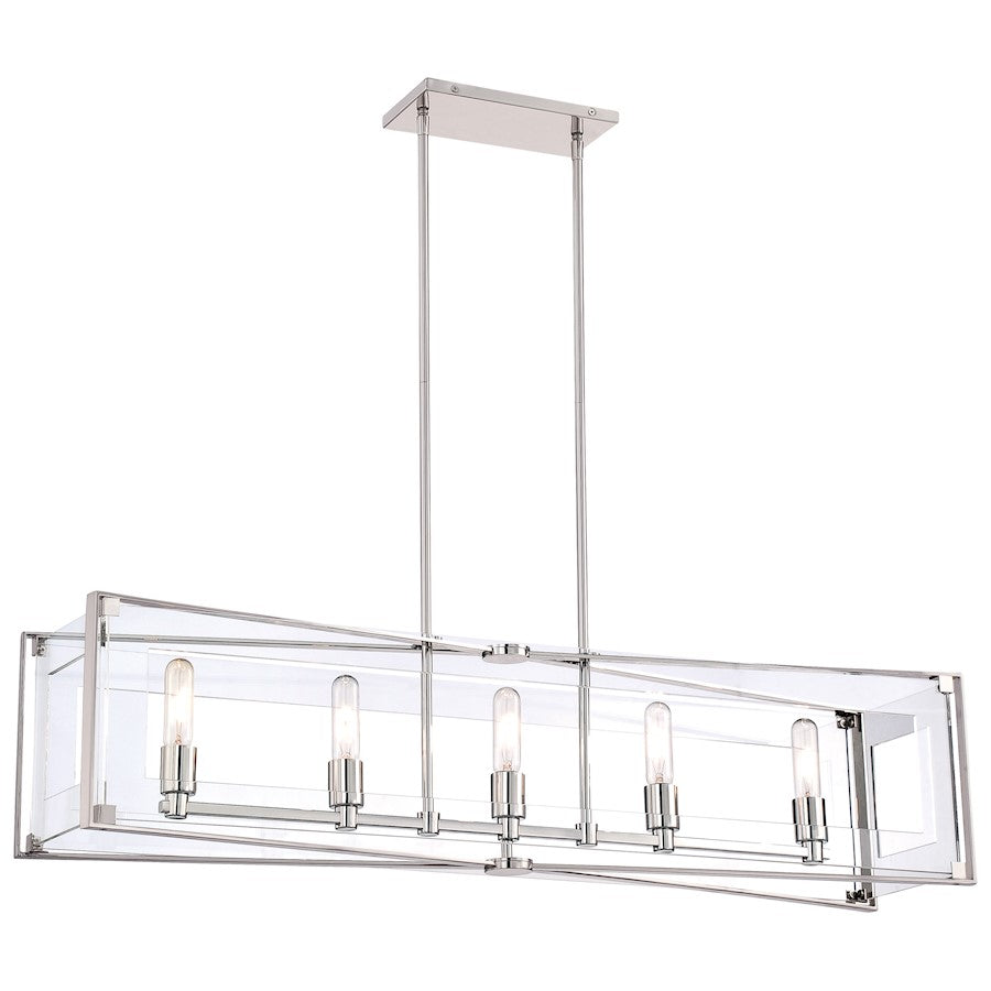 Minka George Kovacs Crystal Clear 5-Light Island Light, Polished Nickel