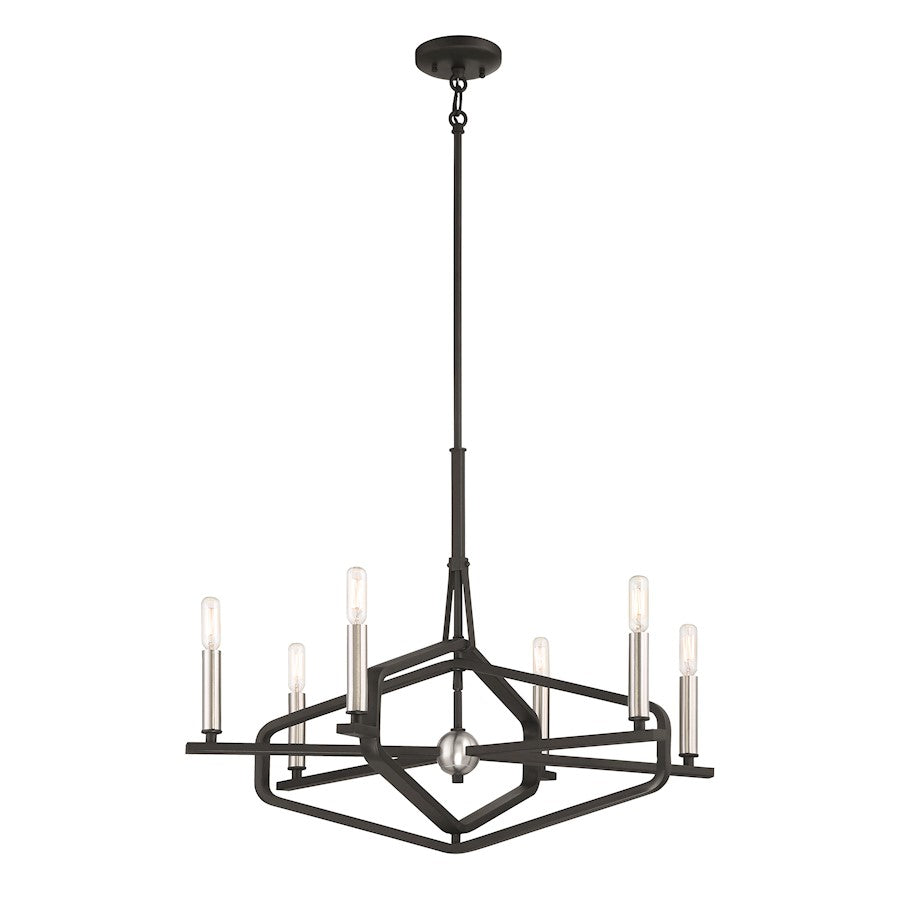 Minka George Kovacs Traveler 6 Light Chandelier, Coal/Brushed Nickel - P1495-712