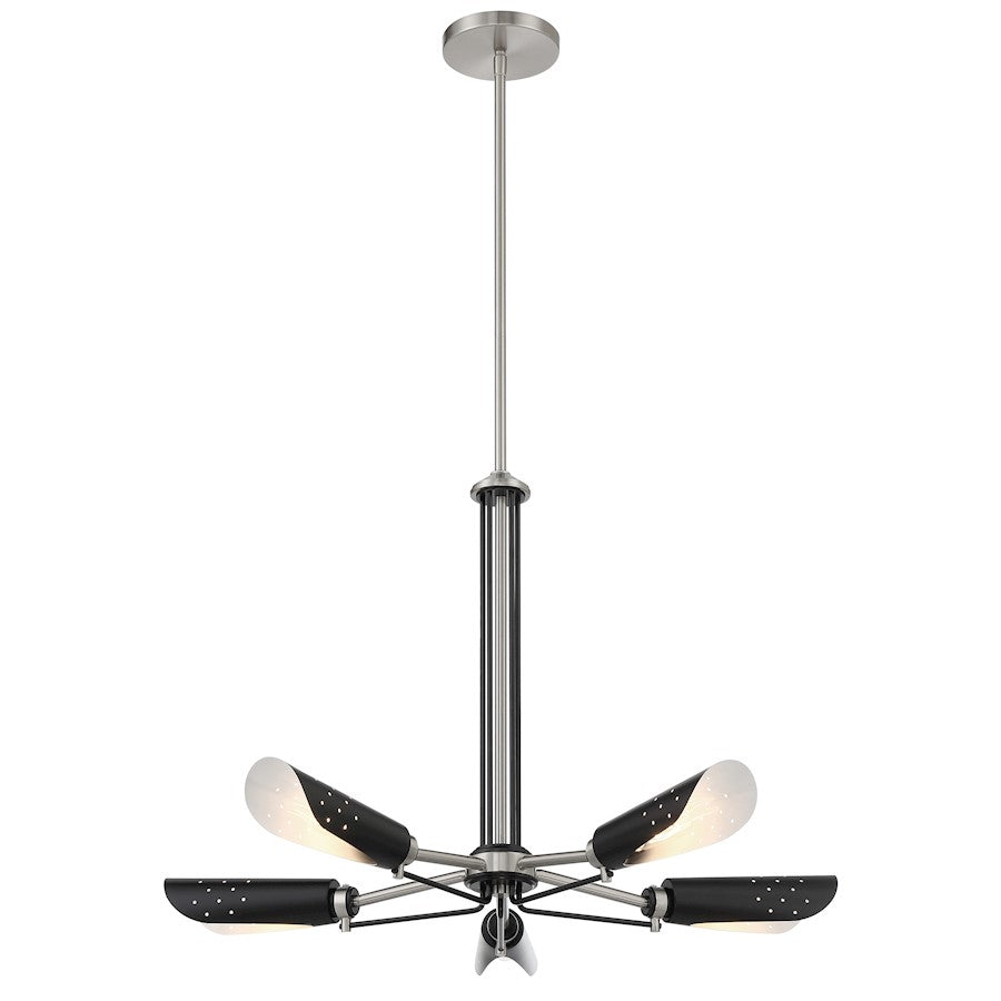 Minka George Kovacs Turbine 5 Light Chandelier, Coal/Nickel/White - P1695-691