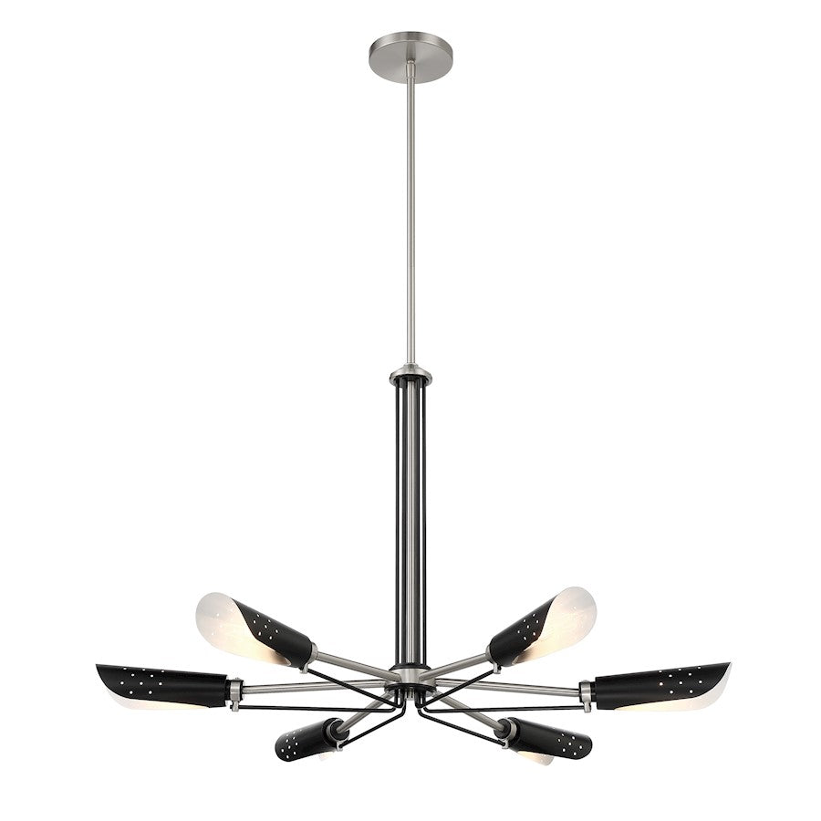 Minka George Kovacs Turbine 6 Light Chandelier, Coal/Nickel/White - P1696-691