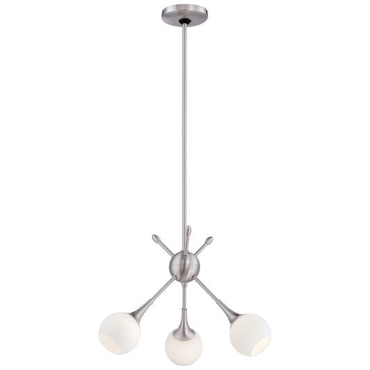 3 Light Mini Chandelier, Brushed Nickel