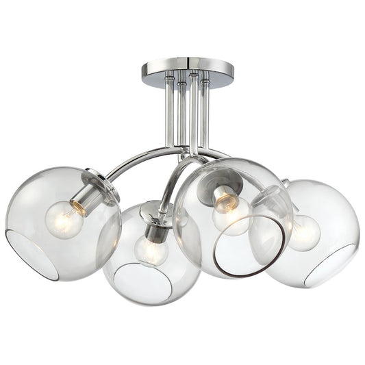 Minka George Kovacs Exposed 4 Light Semi Flush Mount, Chrome