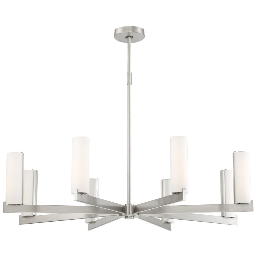 8 Light LED Chandelier, Brushed Nickel