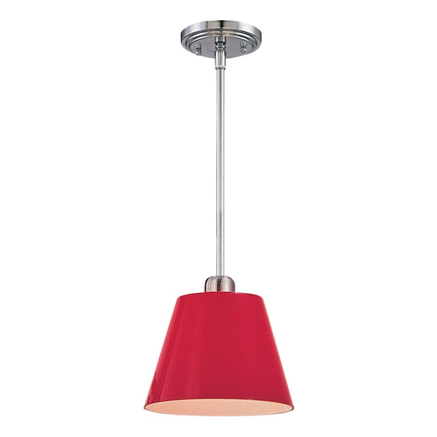 1 Light Mini Pendant, Red/Nickel