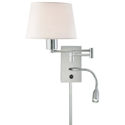 1- Light Swing Arm Wall Lamp/LED Reading Lamp, Chrome