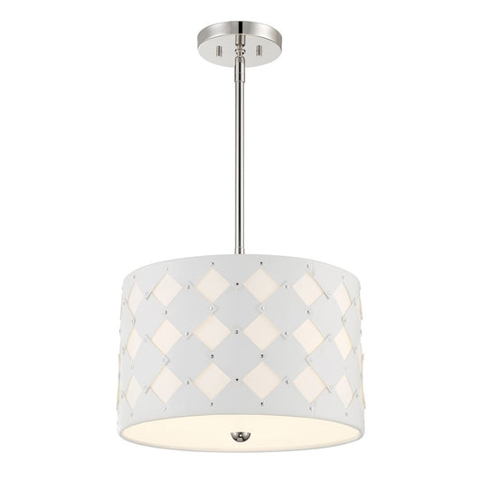 Minka George Kovacs Patchwork 3 Light 16" Pendant, Nickel/White - P5339-613