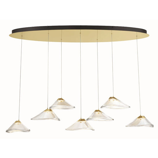 Minka George Kovacs Sneer 7 Light LED Pendant, Coal/Sun Gold - P5402-718-L