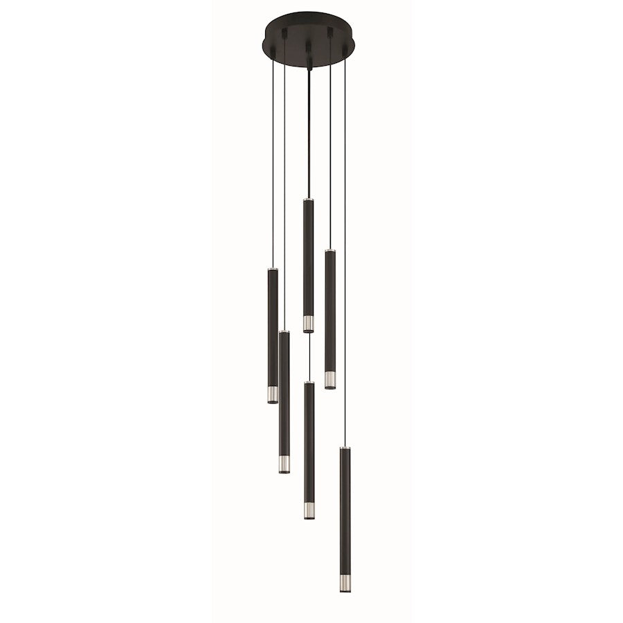 Minka George Kovacs Wand 6 Light LED Pan Pendant, Coal/Nickel - P5404-691-L