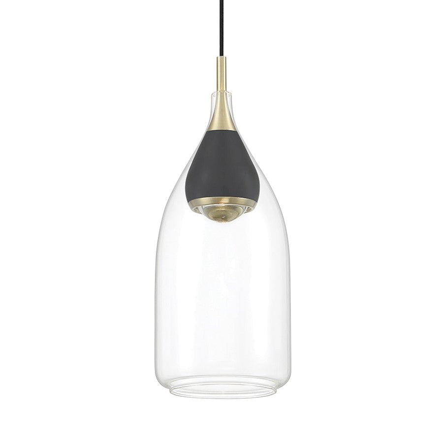 11" LED Mini Pendant, Coal/Gold