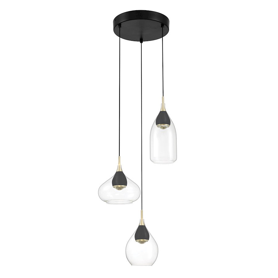 Minka George Kovacs Arabesque 3 Light LED Pendant, Coal/Gold - P5463-884-L