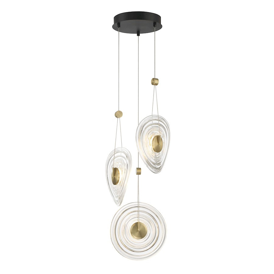 Minka George Kovacs Topknot 3 Light LED Pendant, Coal/Brushed Gold - P5601-884-L