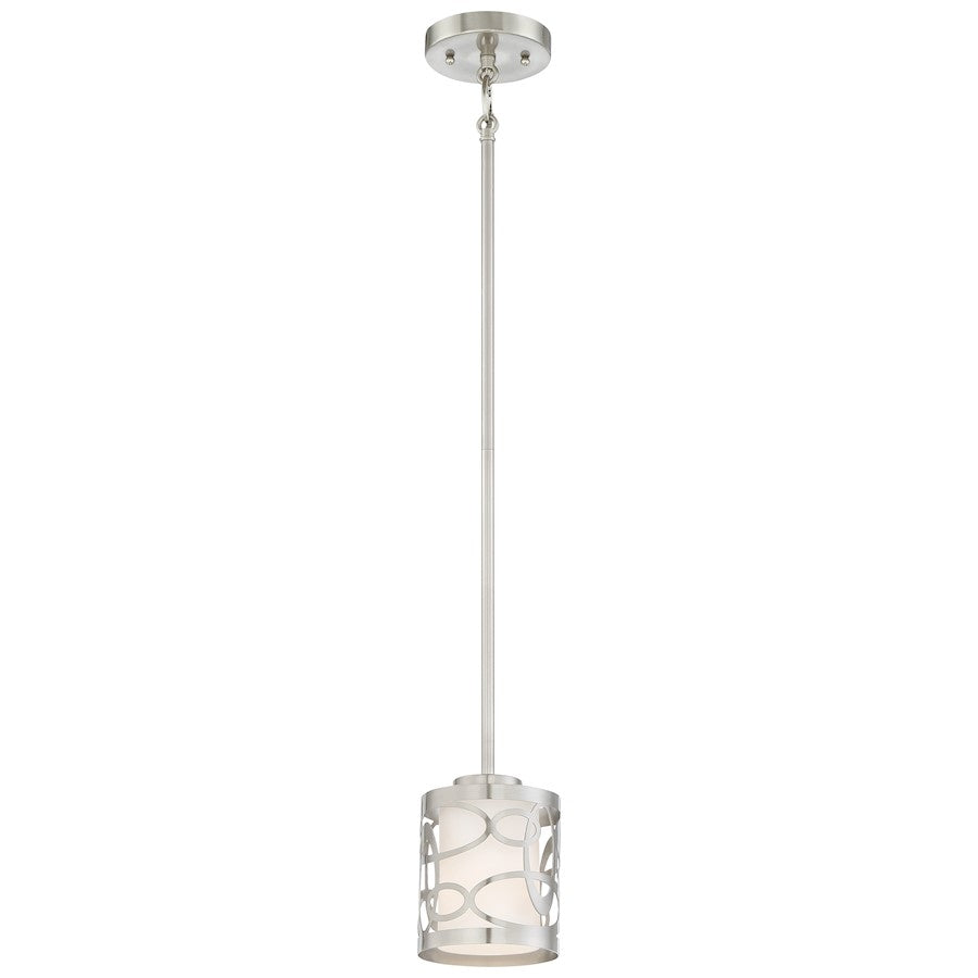 1 Light Mini Pendant, Brushed Nickel