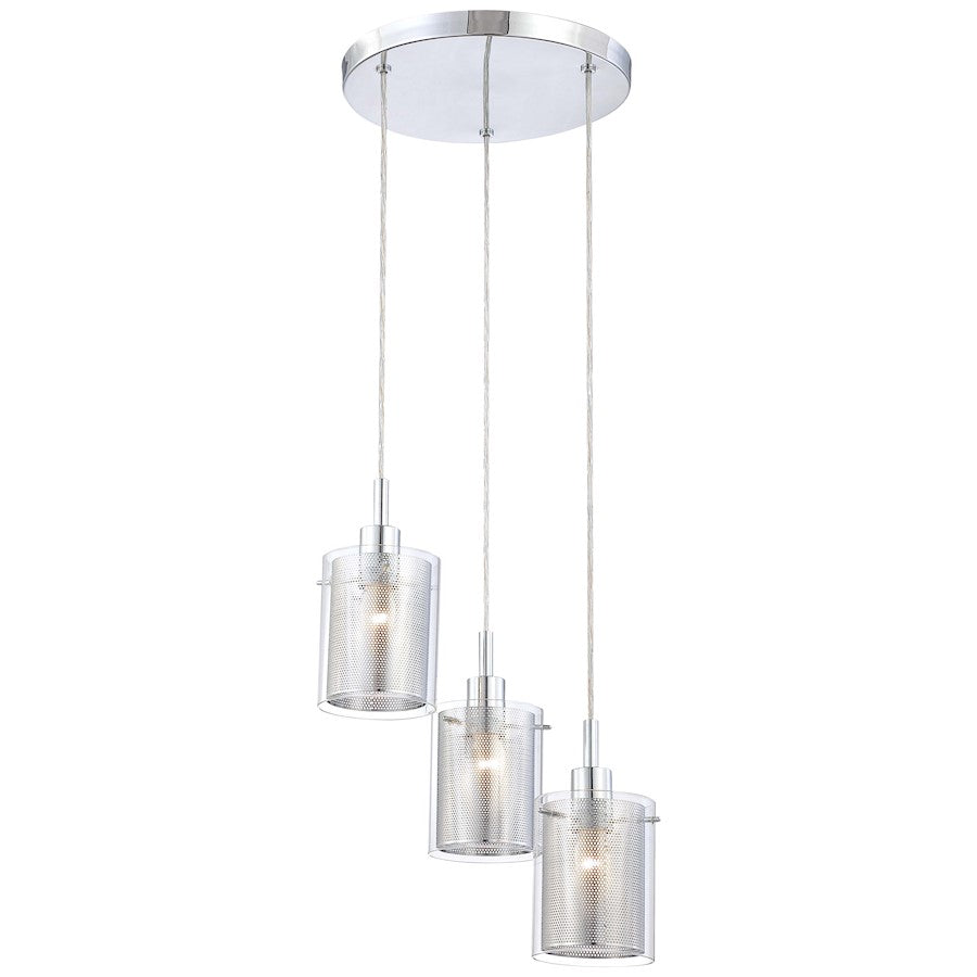 3 Light Pendant, Chrome