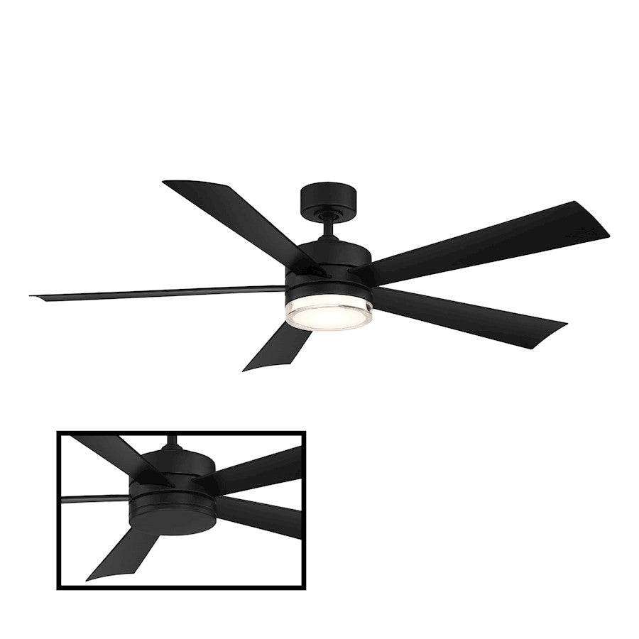 Modern Forms Wynd 1 Light 52", 700K Ceiling Fan, Black - FR-W1801-52L-27-MB