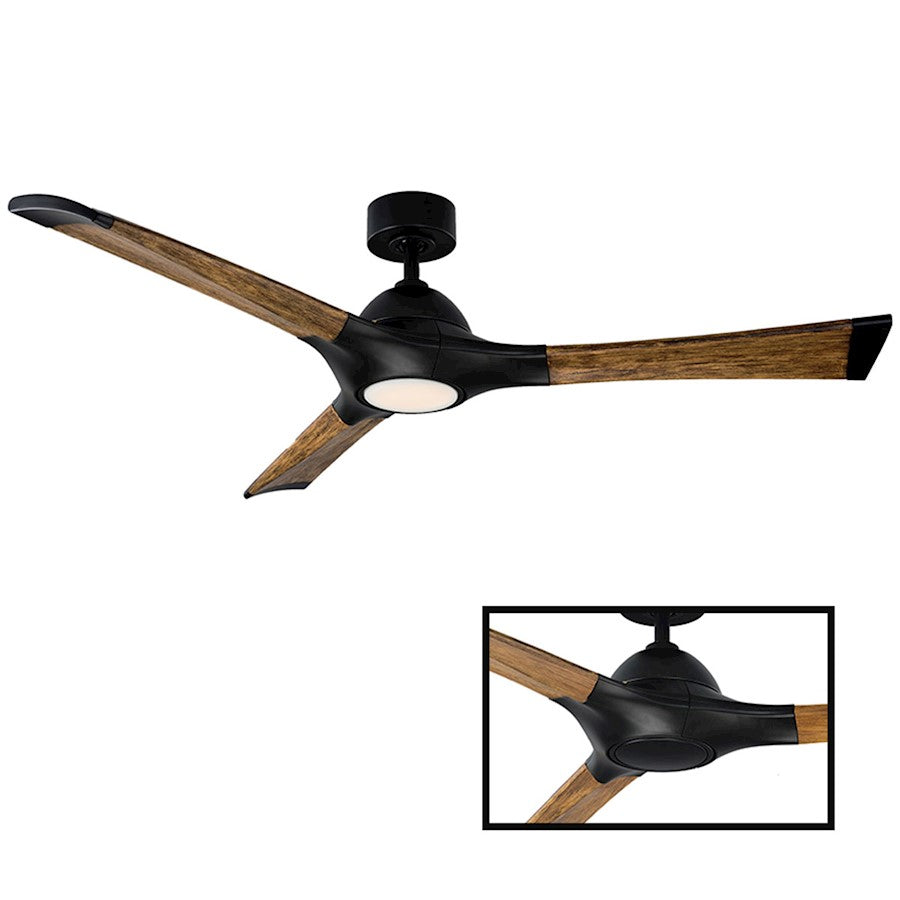 Modern Forms Woody 1 Light 60", 2700K Ceiling Fan, Black - FR-W1814-60L27MBDK