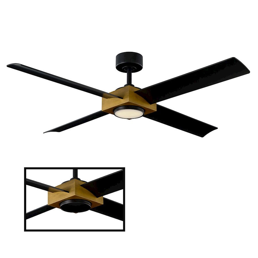 Modern Forms Paradox 1 Light 3000K Ceiling Fan, Aged Brass - FR-W1922-56L-AB-MB