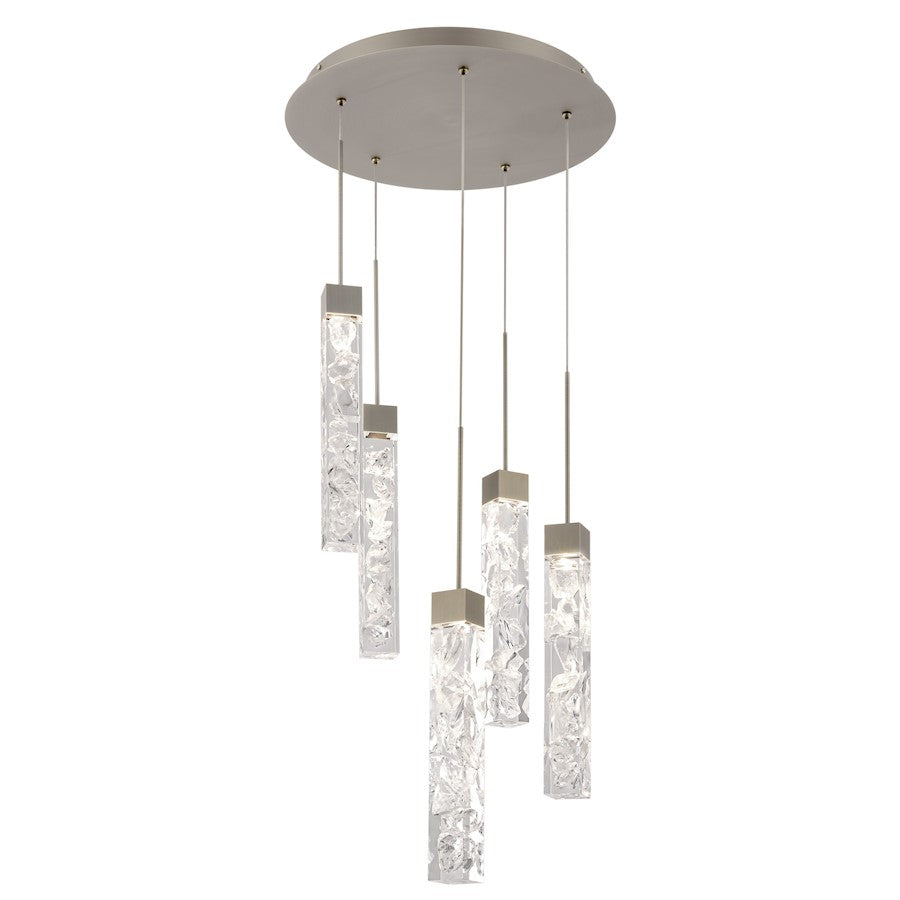 Modern Forms Minx 13" LED 5 Light Pendant 3000K, Nickel/Clear - PD-78005R-AN