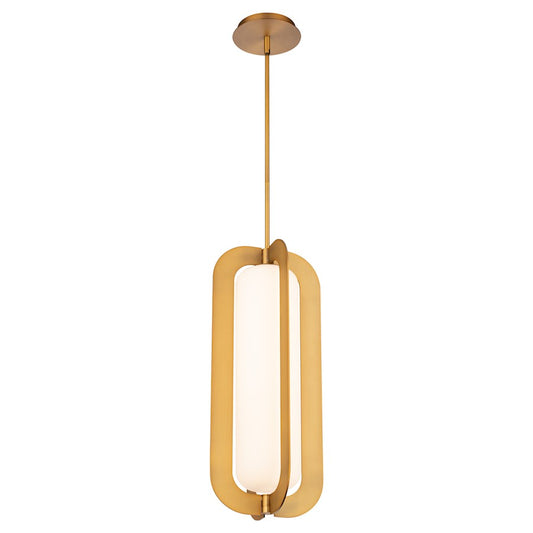 Modern Forms Echelon 22" LED Pendant 3000K, Aged Brass/Opal - PD-94322-AB