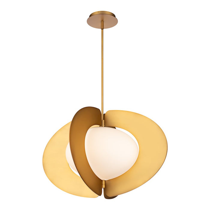 Modern Forms Echelon 24" LED Pendant 3000K, Aged Brass/Opal - PD-94324-AB